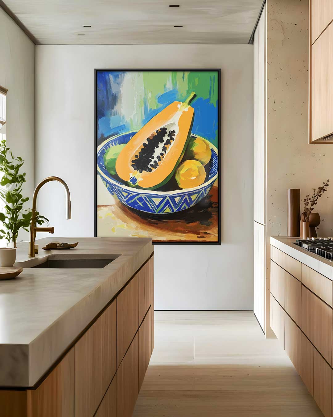 Tropische Vruchten in Kom – staand kunstwerk voor modern interieur