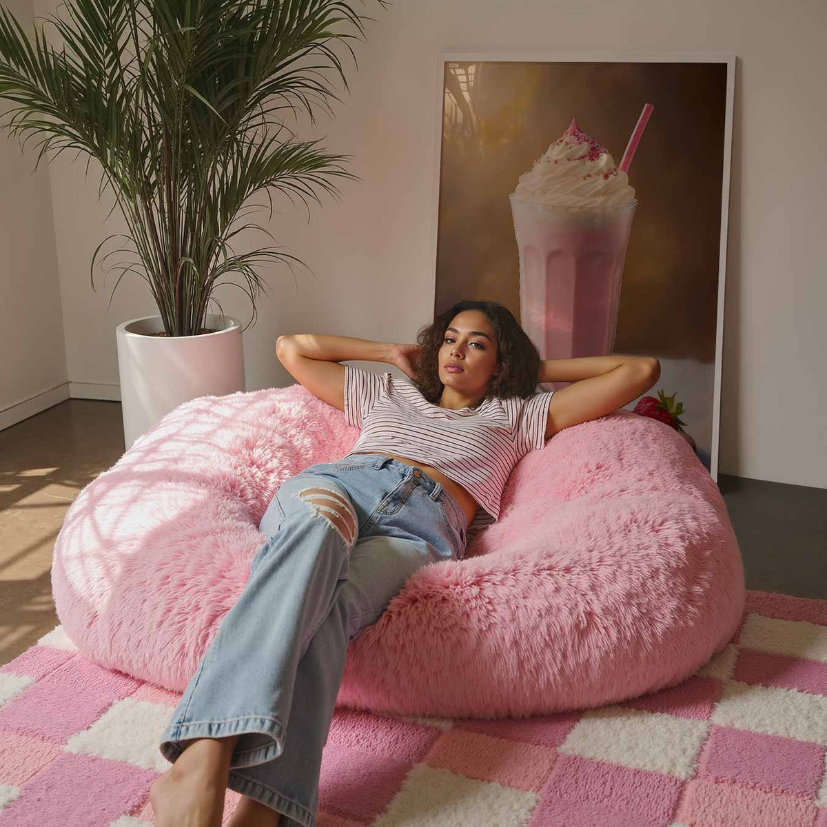 Romantische Aardbeienmilkshake – culinaire wandkunst als portret poster