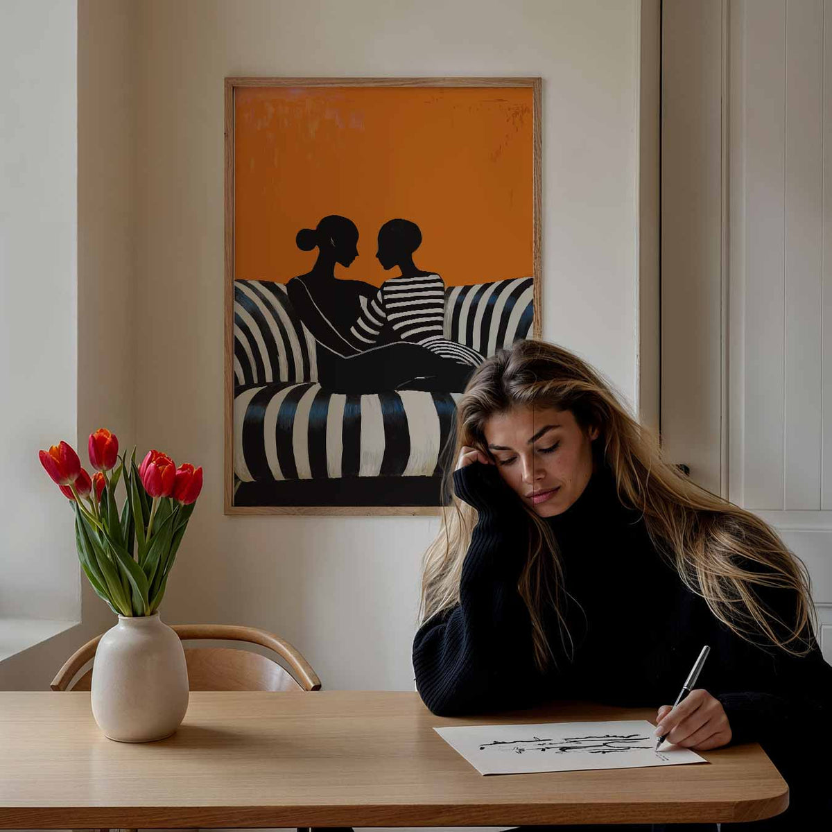 Stijlvolle Silhouetten – staande muurposter met zomerse uitstraling