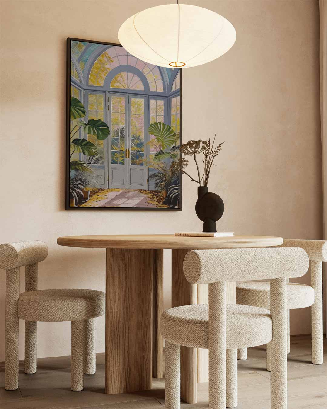 Serene Wintertuin – staande wandkunst voor woonkamer of interieur