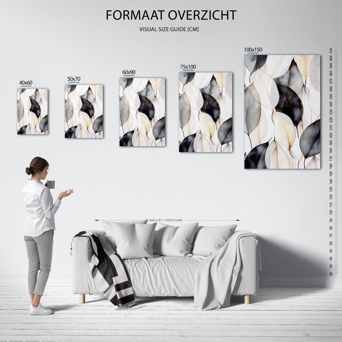 Organische bladvormen – staand wanddecoratie kunstwerk