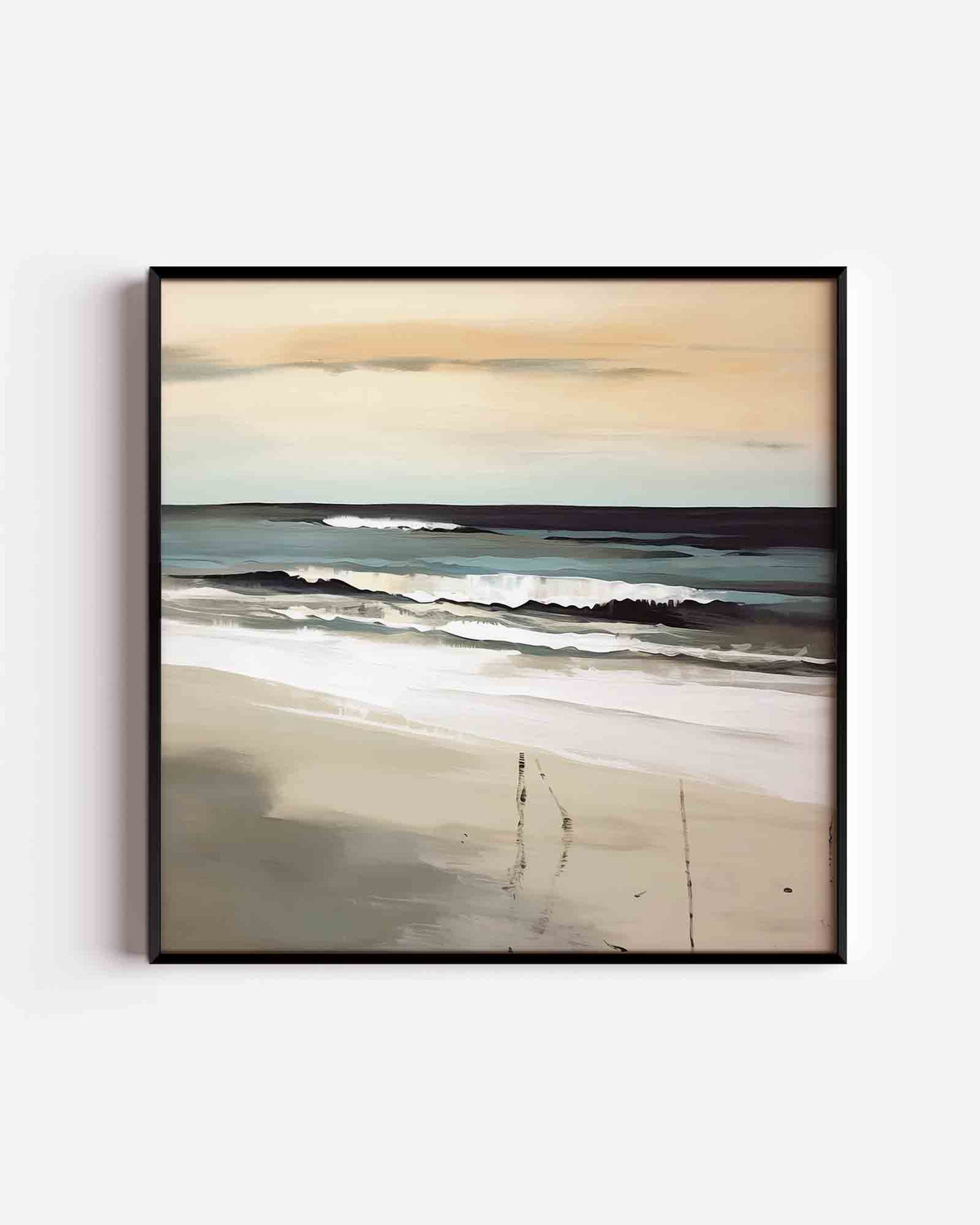Golven en strand – vierkante poster met kleur en vormen als wanddecoratie