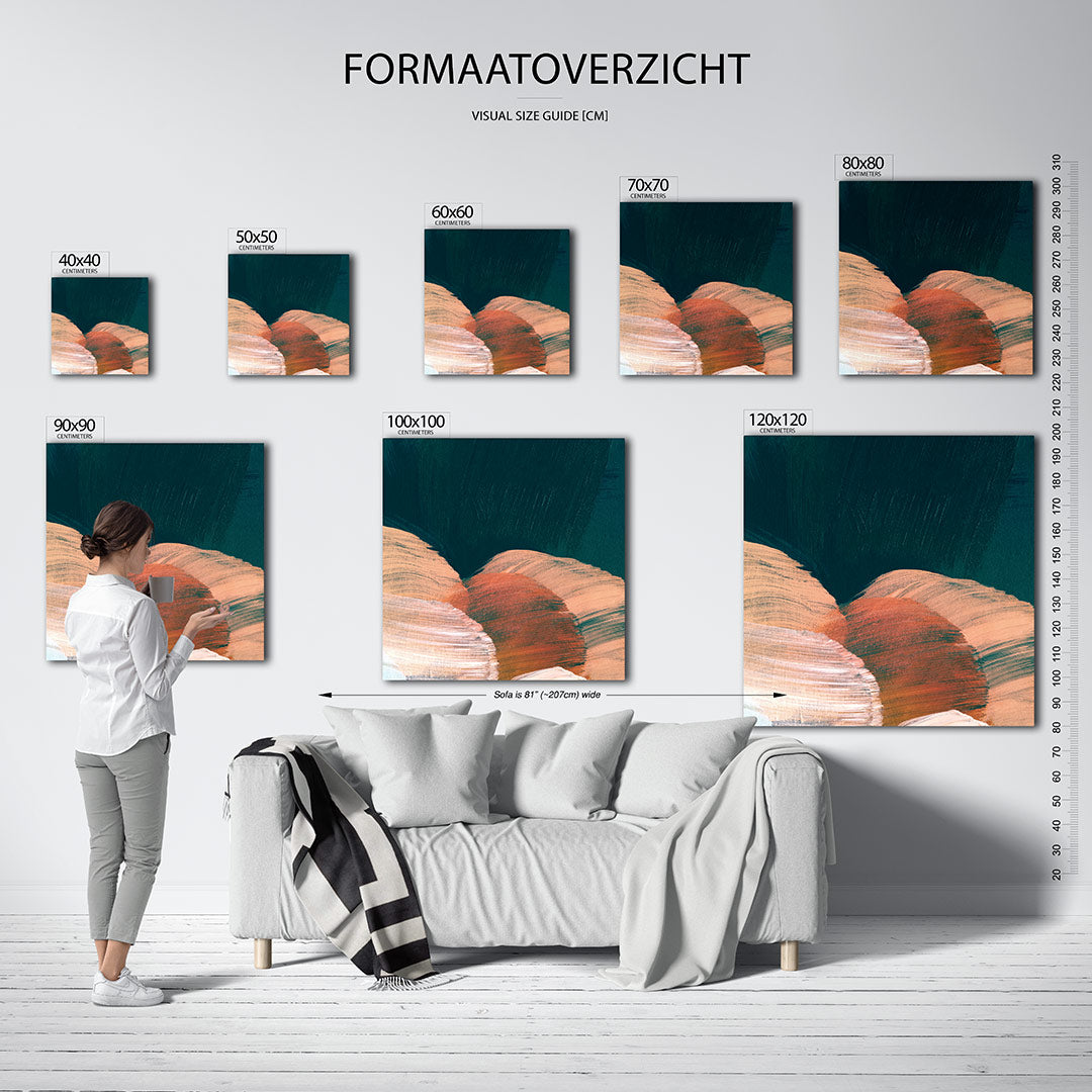 Kleurrijke borstelslag kunstwerk – dit werk toont vloeiende borstelslagen in een harmonie van kleuren. De compositie is