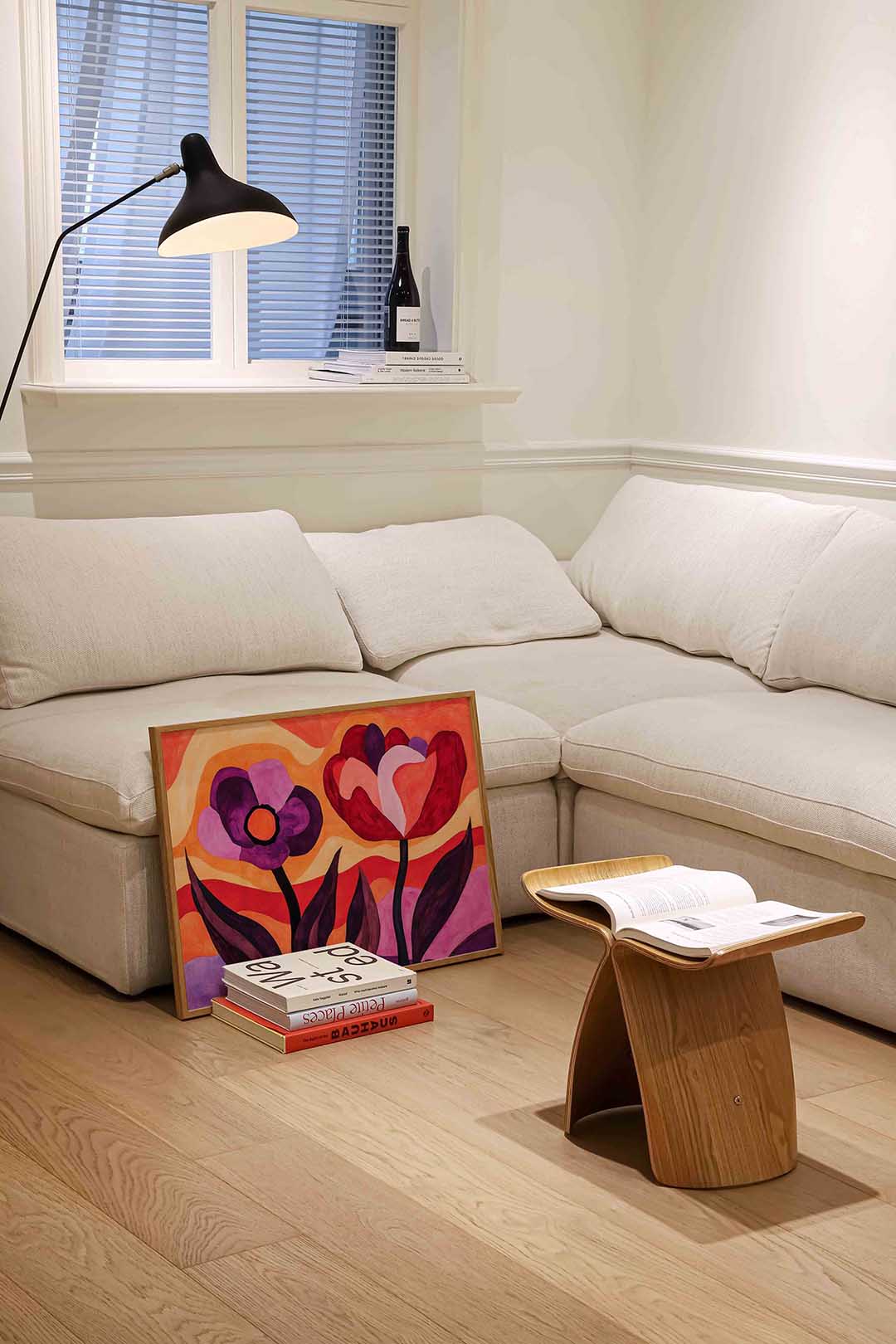 Bloemen in golvende kleuren – abstracte wandkunst als landscape poster