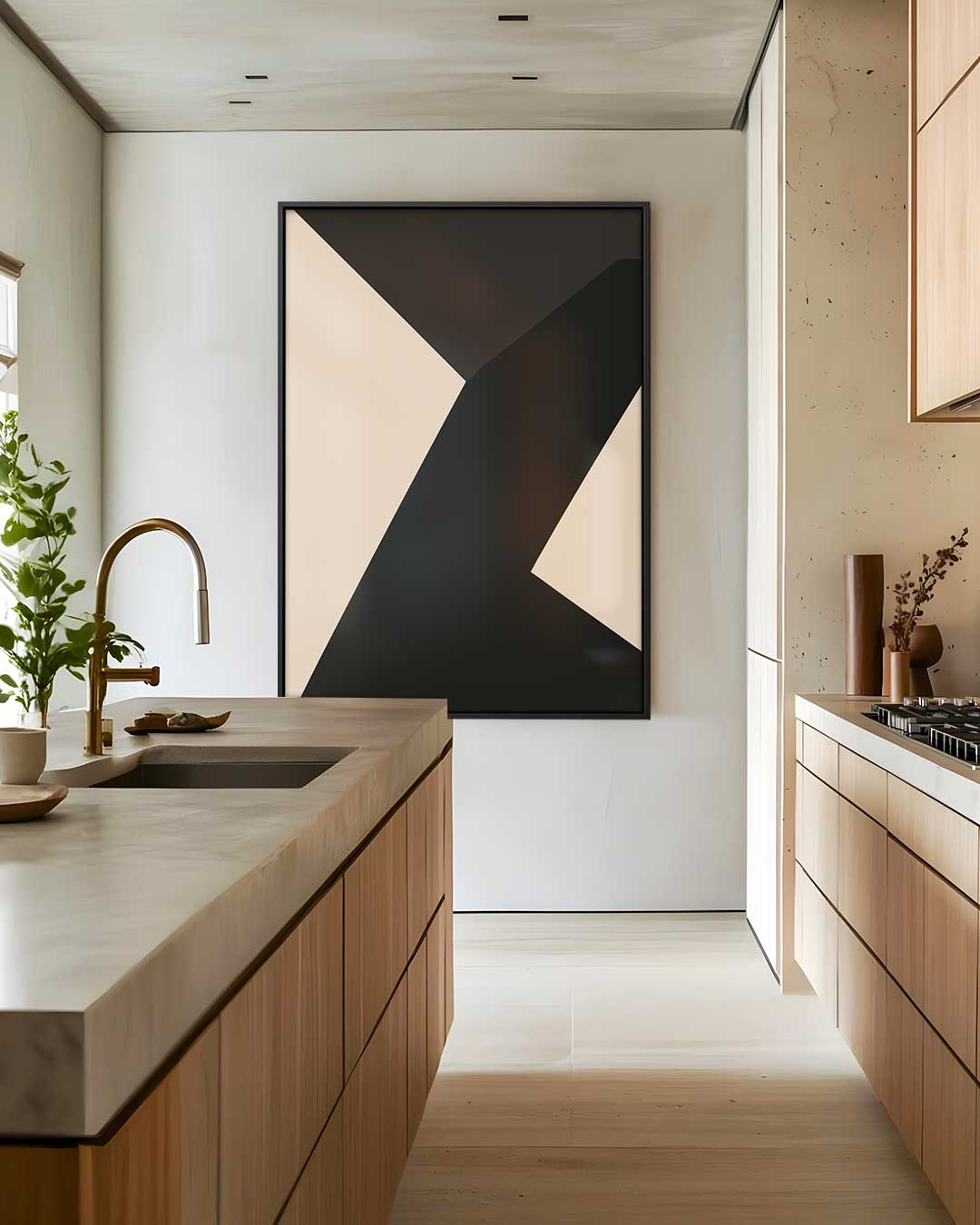 Strakke Elegantie in Abstractie – dibond wanddecoratie in staand formaat