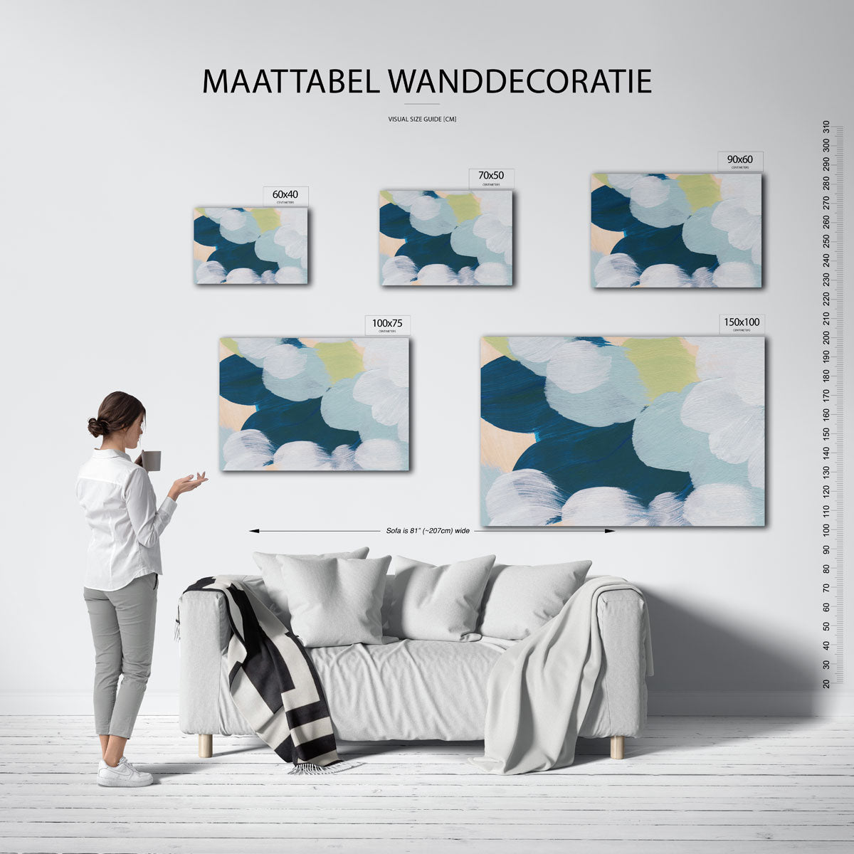 Kleurrijke vormen – moderne liggende wandkunst