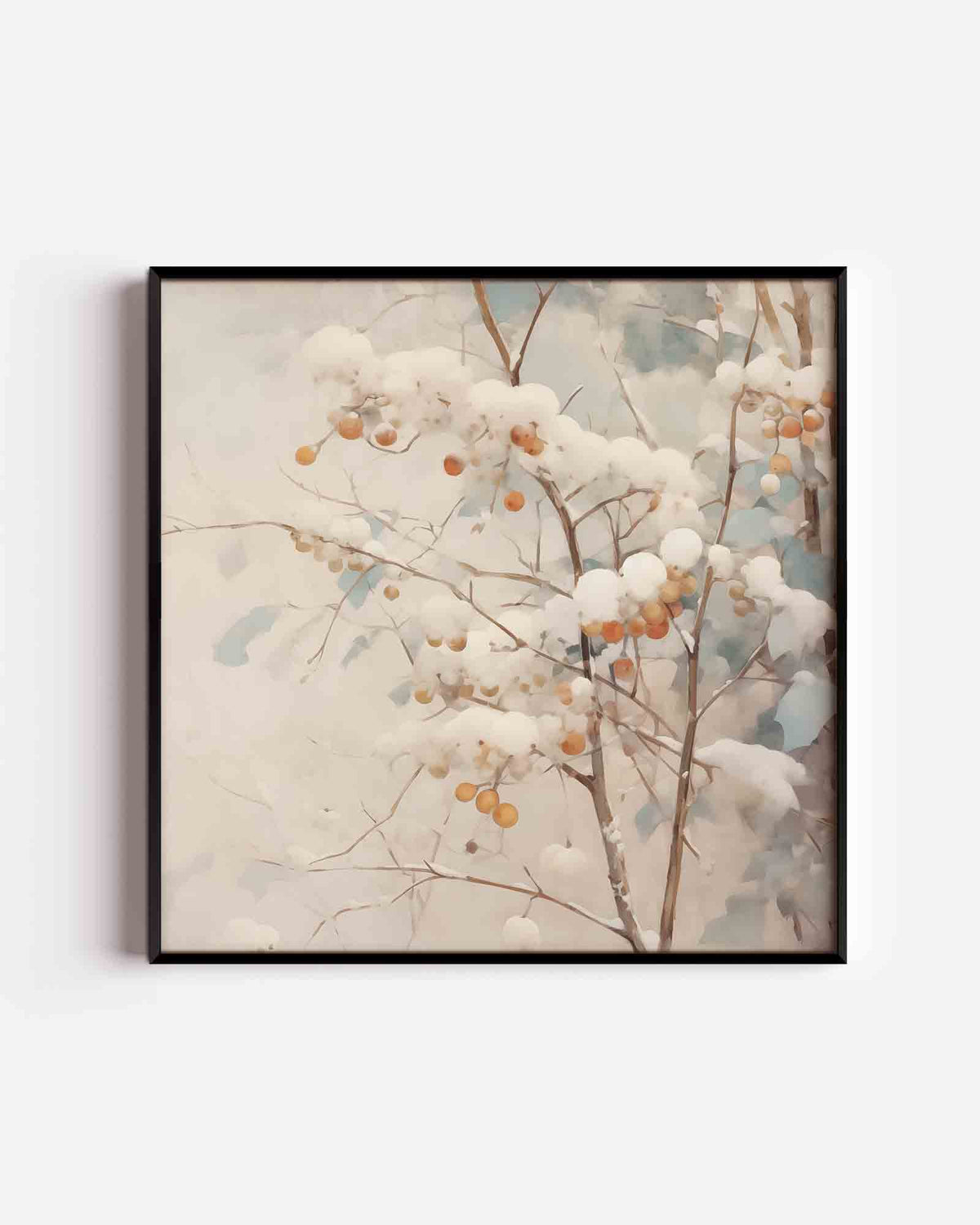 Takken met sneeuw – kerst vierkante poster als wanddecoratie