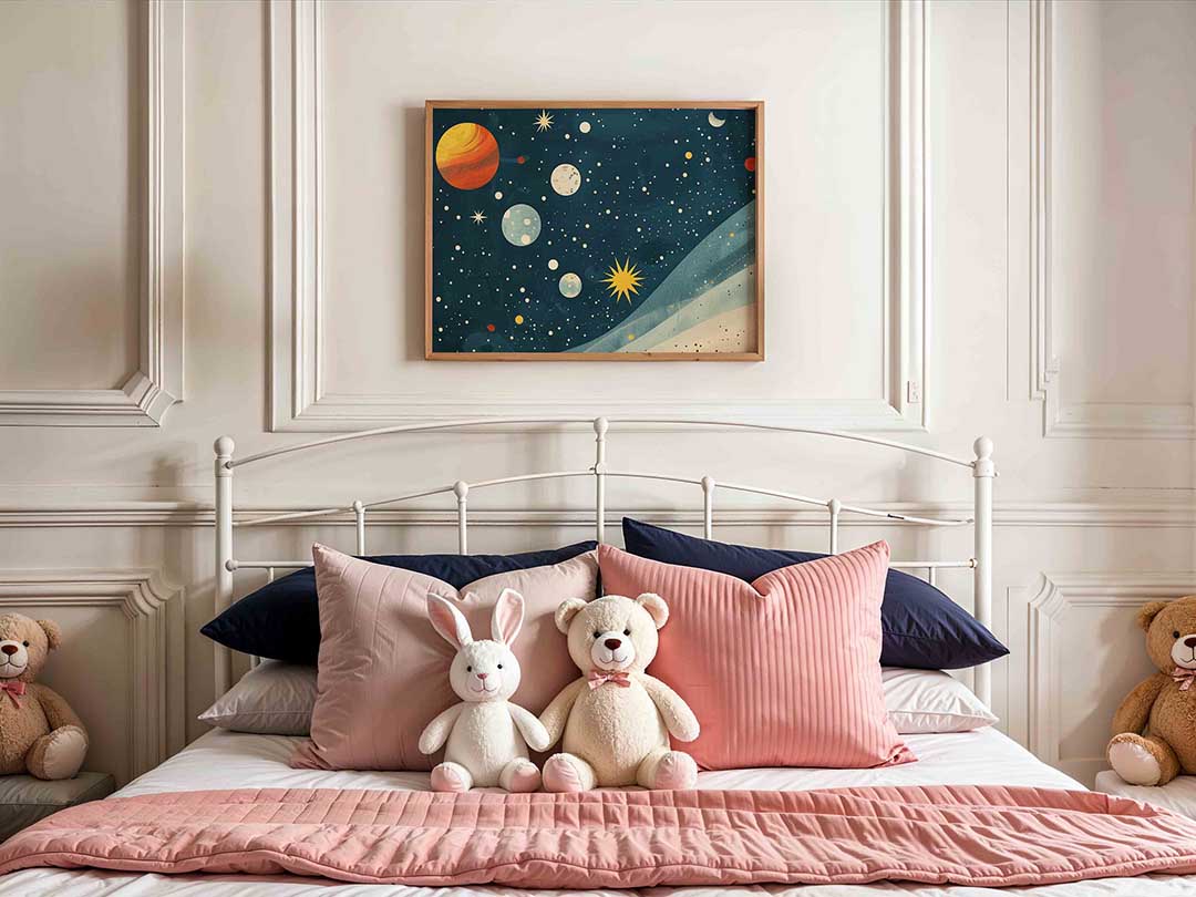 Planeten en sterren – kids poster in liggend formaat