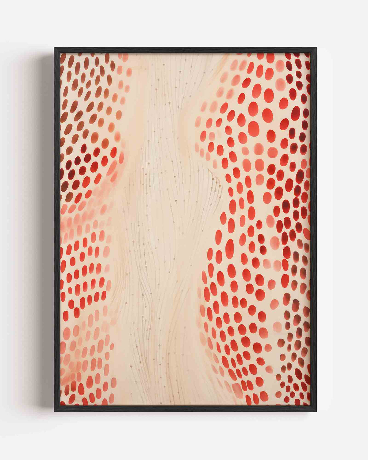 Rode stippen en lijnen – Kunst & Design poster als staande wanddecoratie