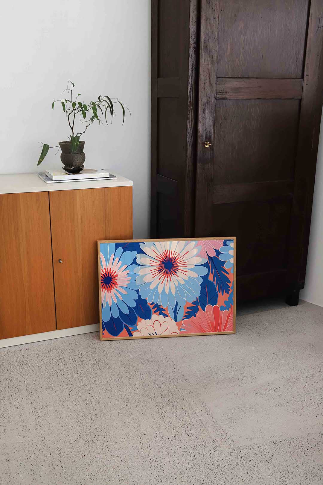 Bloemen en bladeren – bloemen wandkunst als landscape poster