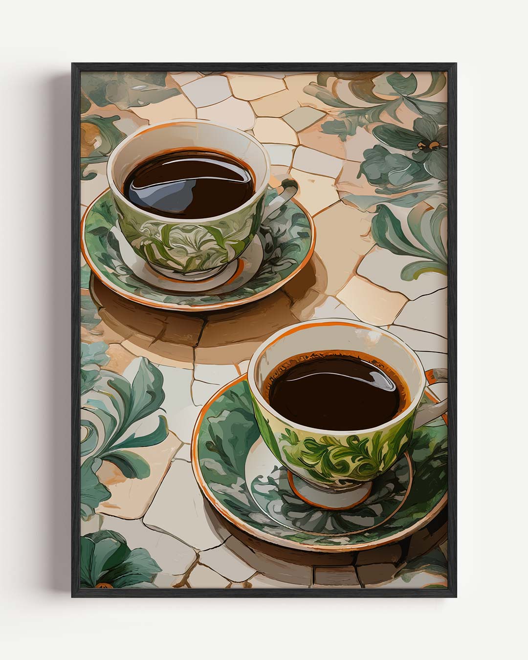 Sfeervolle Koffie Mozaïek – keuken portret poster als wanddecoratie
