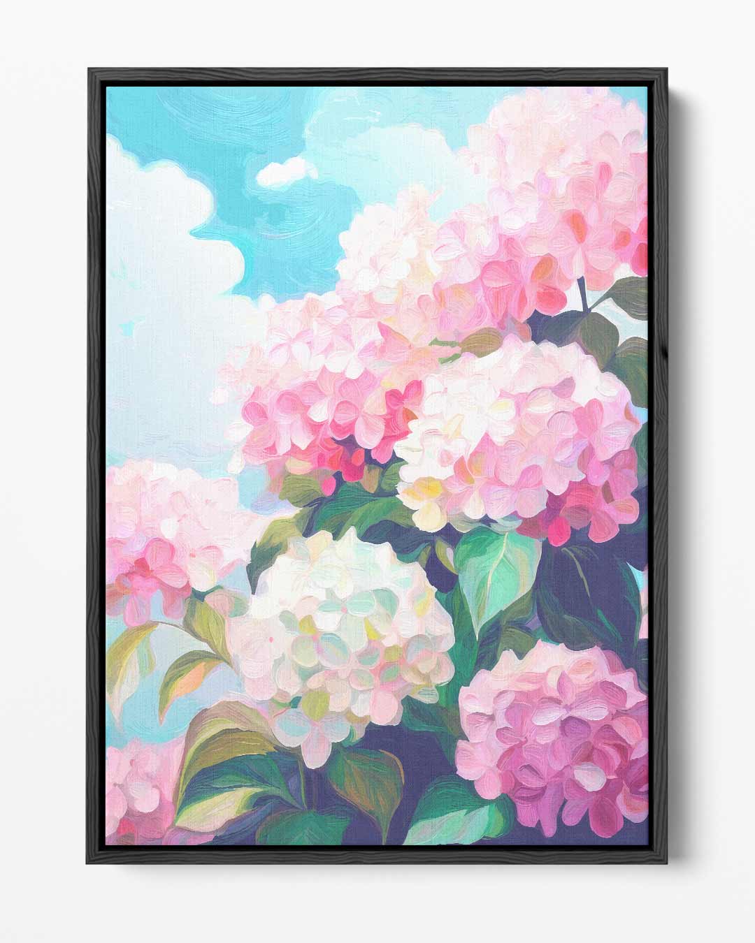 Bloeiende Hortensia's – portret kunstwerk als wanddecoratie