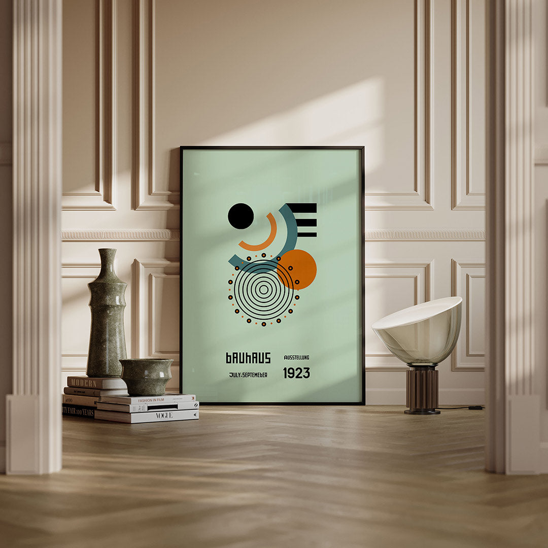 Cirkelvormen en lijnen – moderne Bauhaus wandkunst als poster