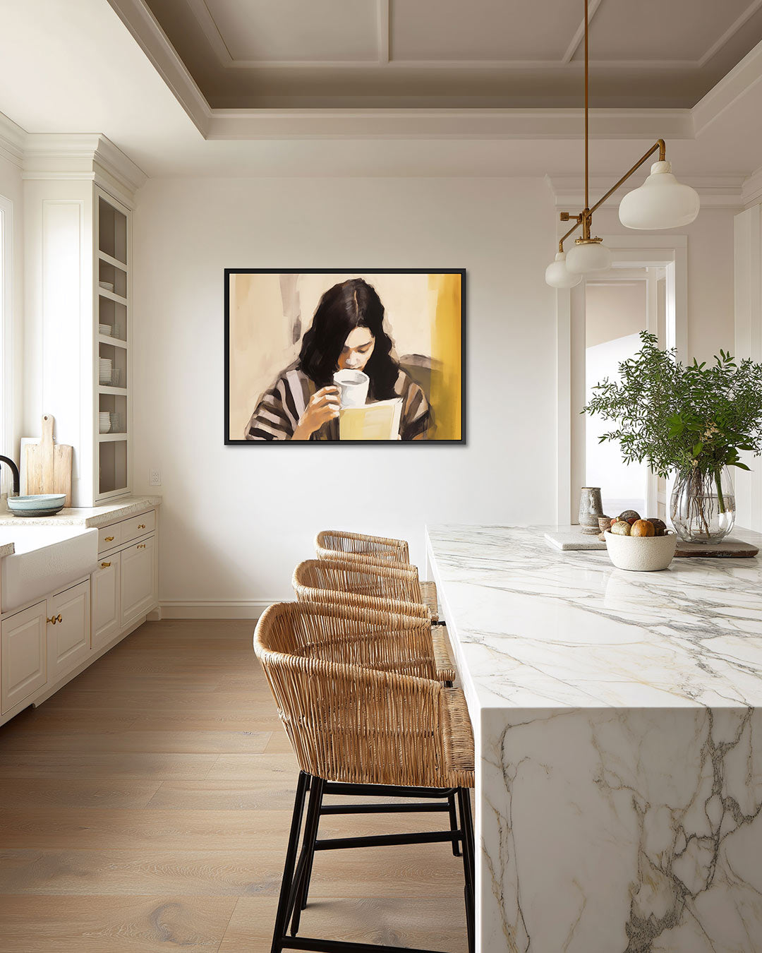 Intieme leesmoment – liggende wanddecoratie