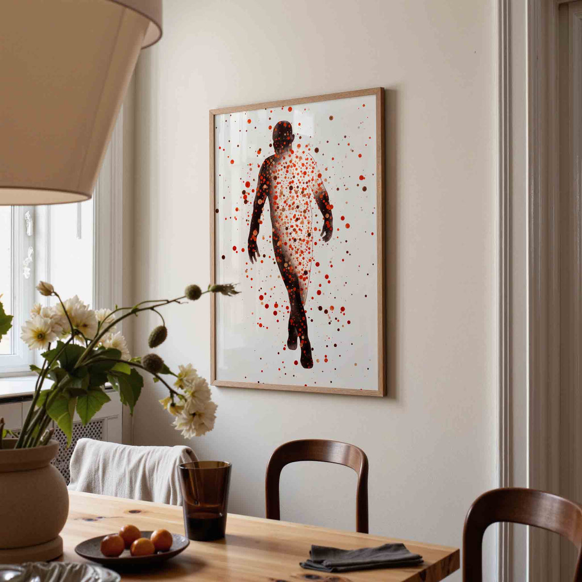 Figuur met stippen – kunst en design poster in portret formaat
