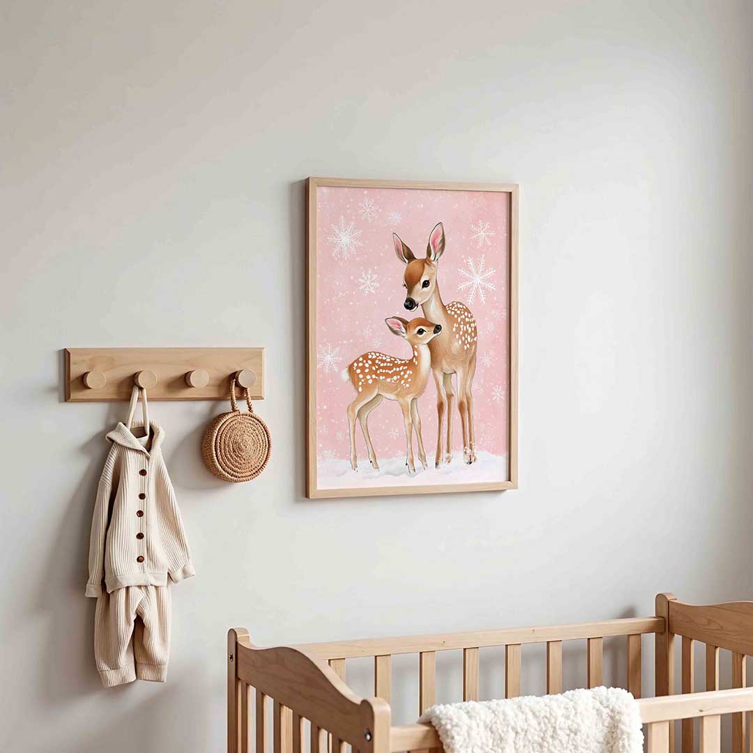 Herten op roze achtergrond – kinderposter in staand formaat
