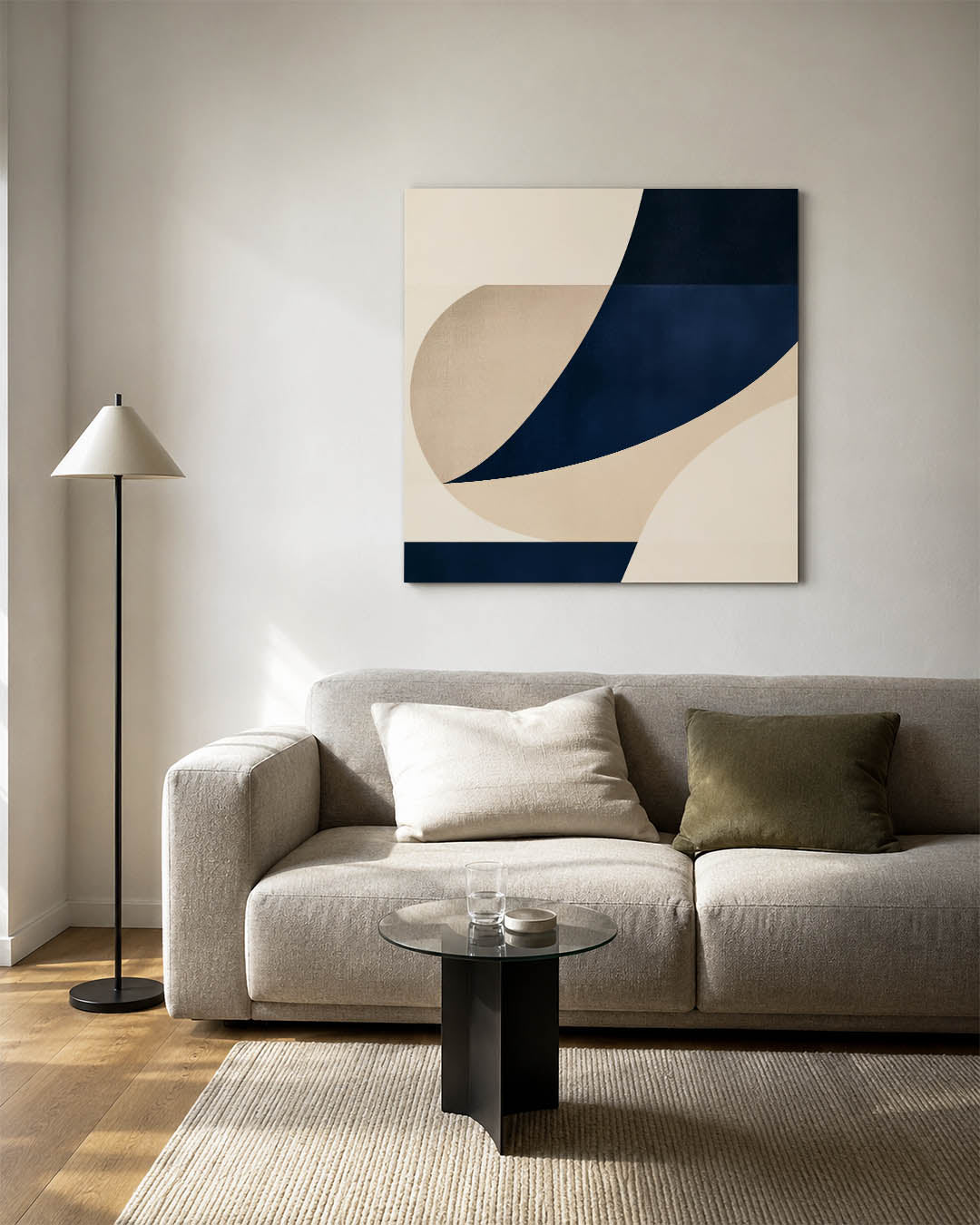 Organische vormen kunstwerk – vierkante wanddecoratie – dit kunstwerk toont vloeiende lijnen en gebogen vormen in een