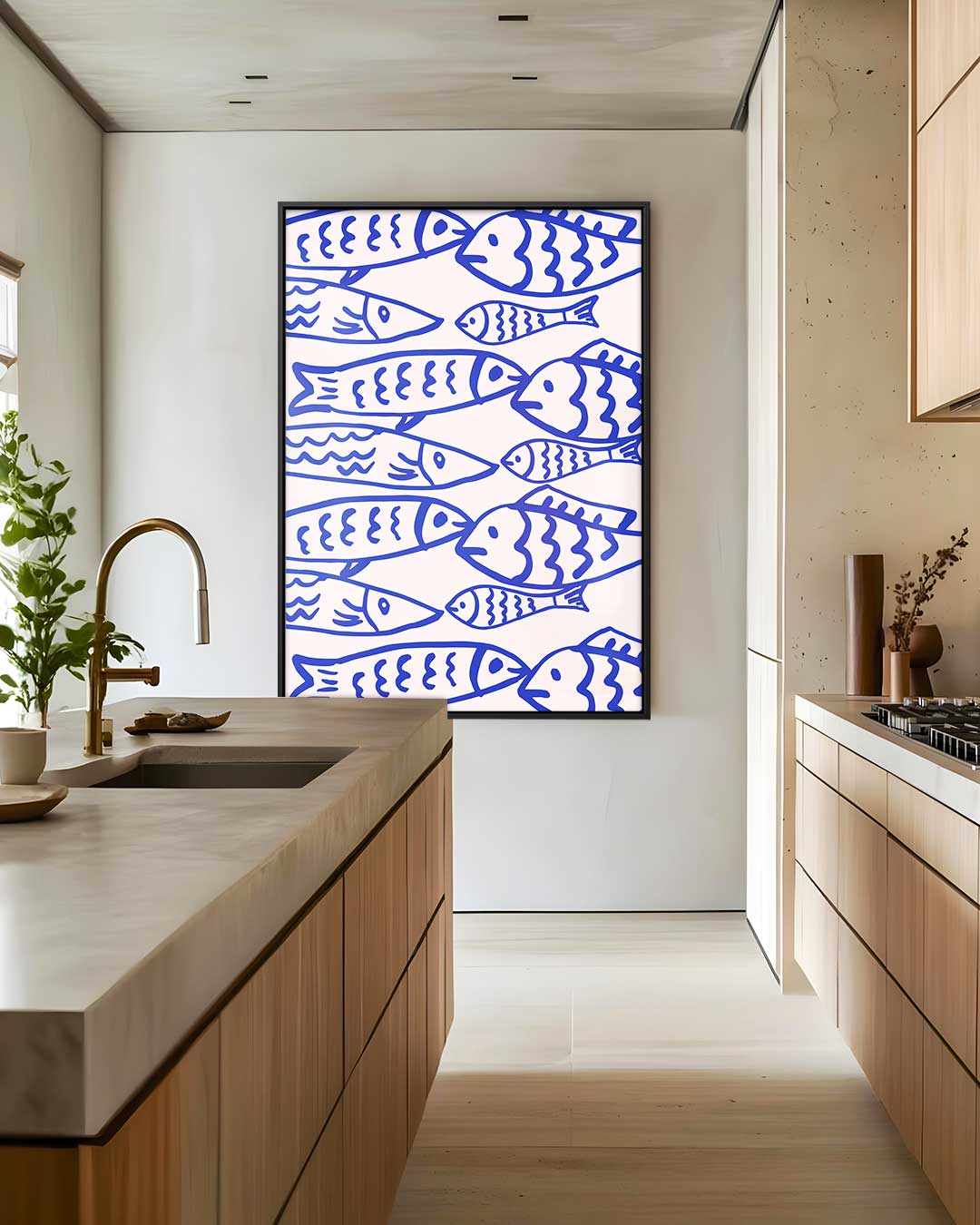 Zwemmen in Stijl – staand kunstwerk voor modern interieur