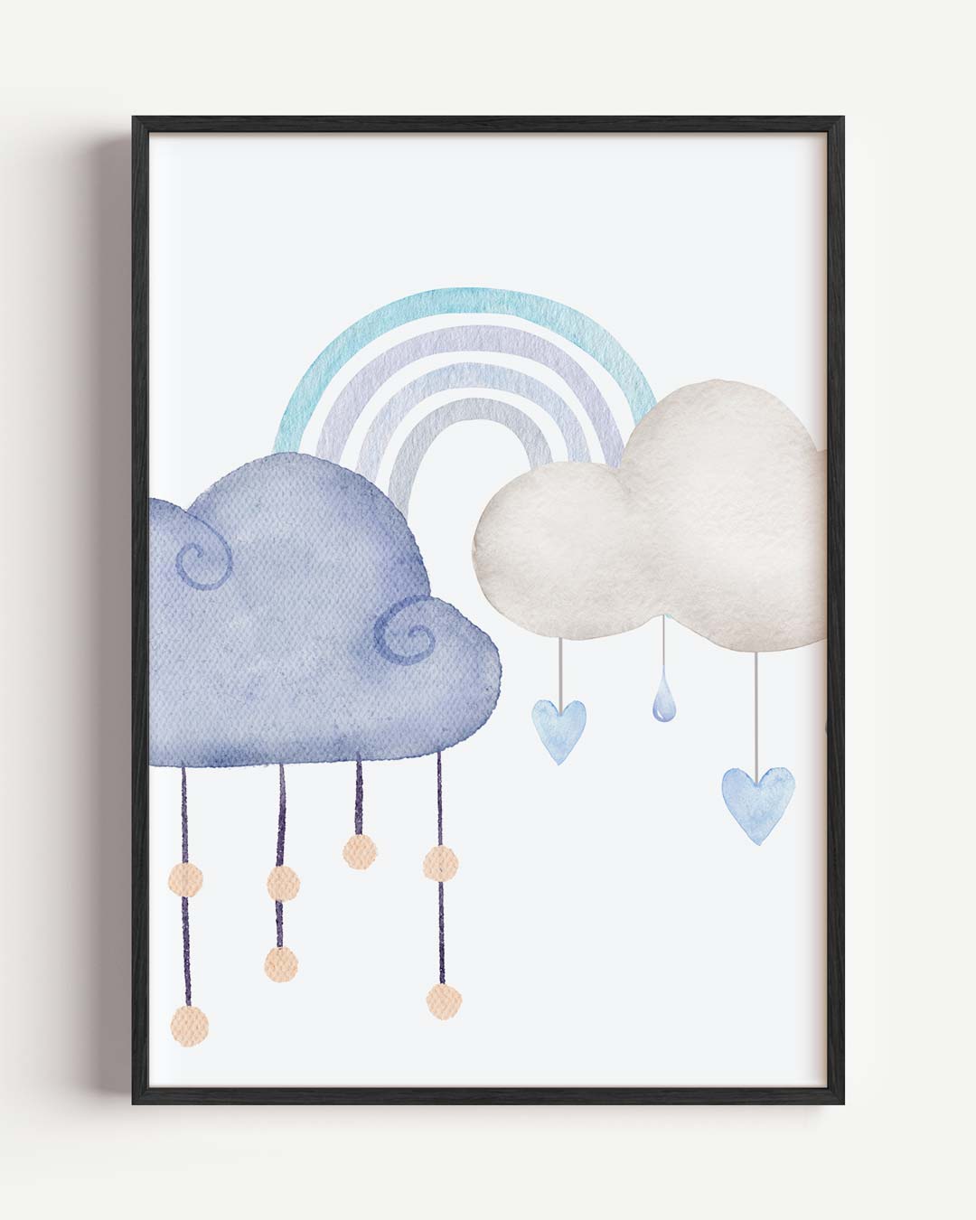 Regenboog met Wolken – kids portret poster als wanddecoratie