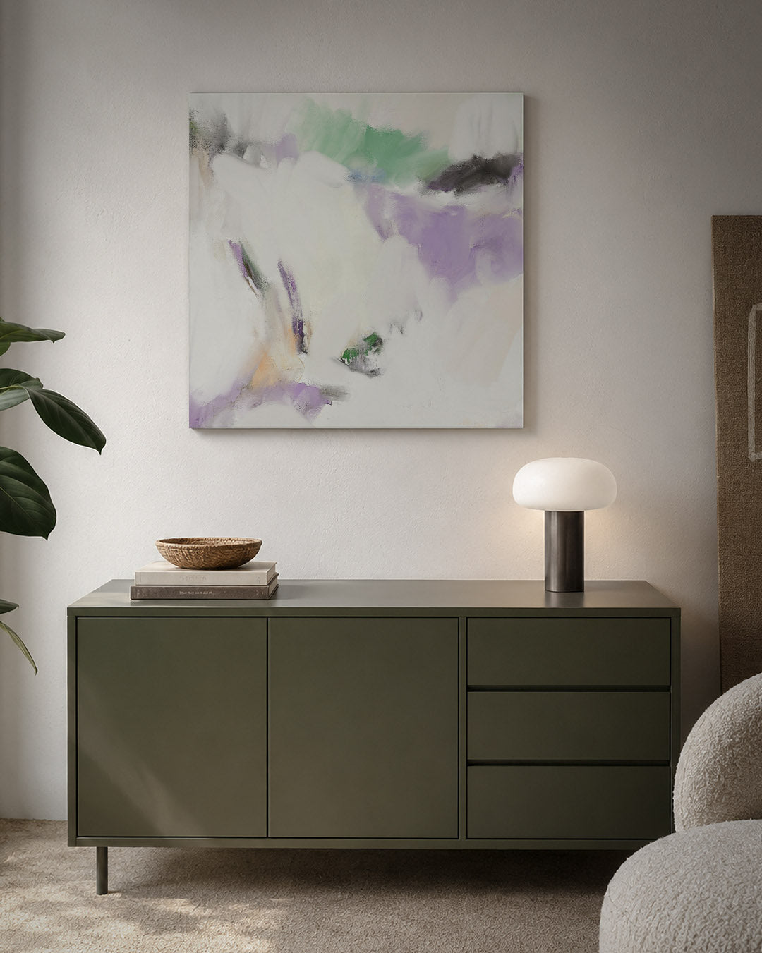 Kleurencompositie kunstwerk – detailweergave – dit werk toont een zachte mix van pastelkleuren met vloeiende vormen en
