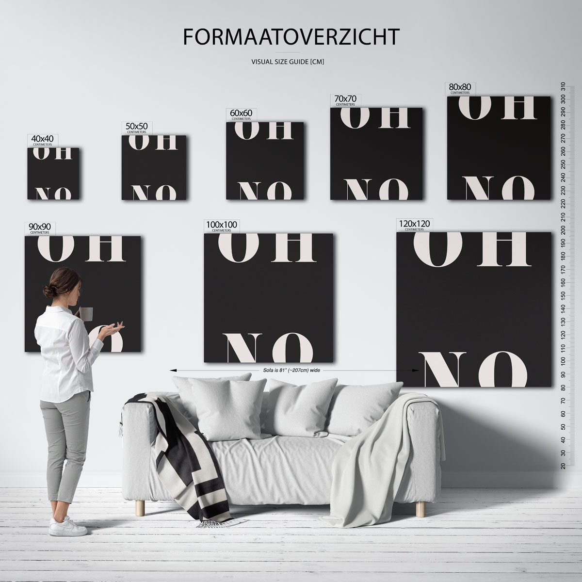 Oh no – vierkante muurposter met kleurrijke vormen
