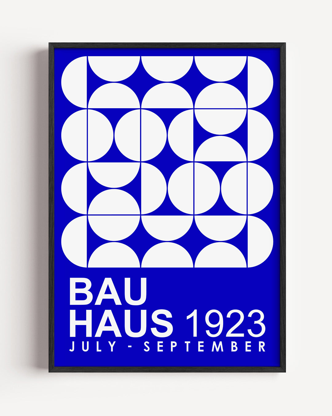 Cirkelpatroon blauw – staande Bauhaus poster als wanddecoratie