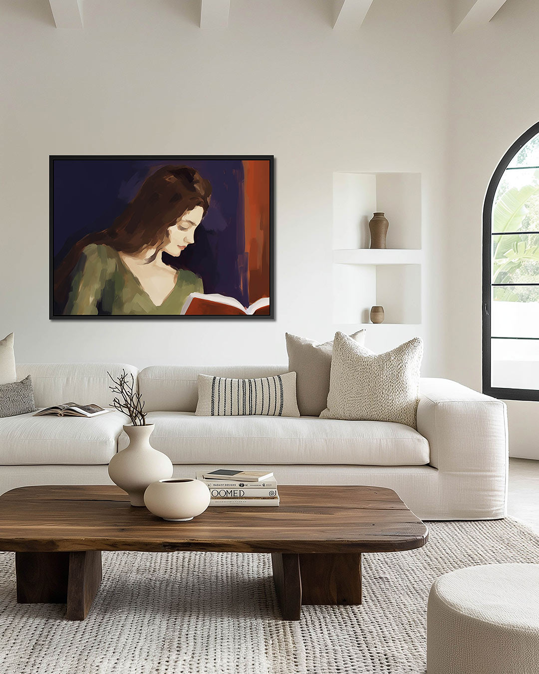 Lezende vrouw – wanddecoratie in interieur