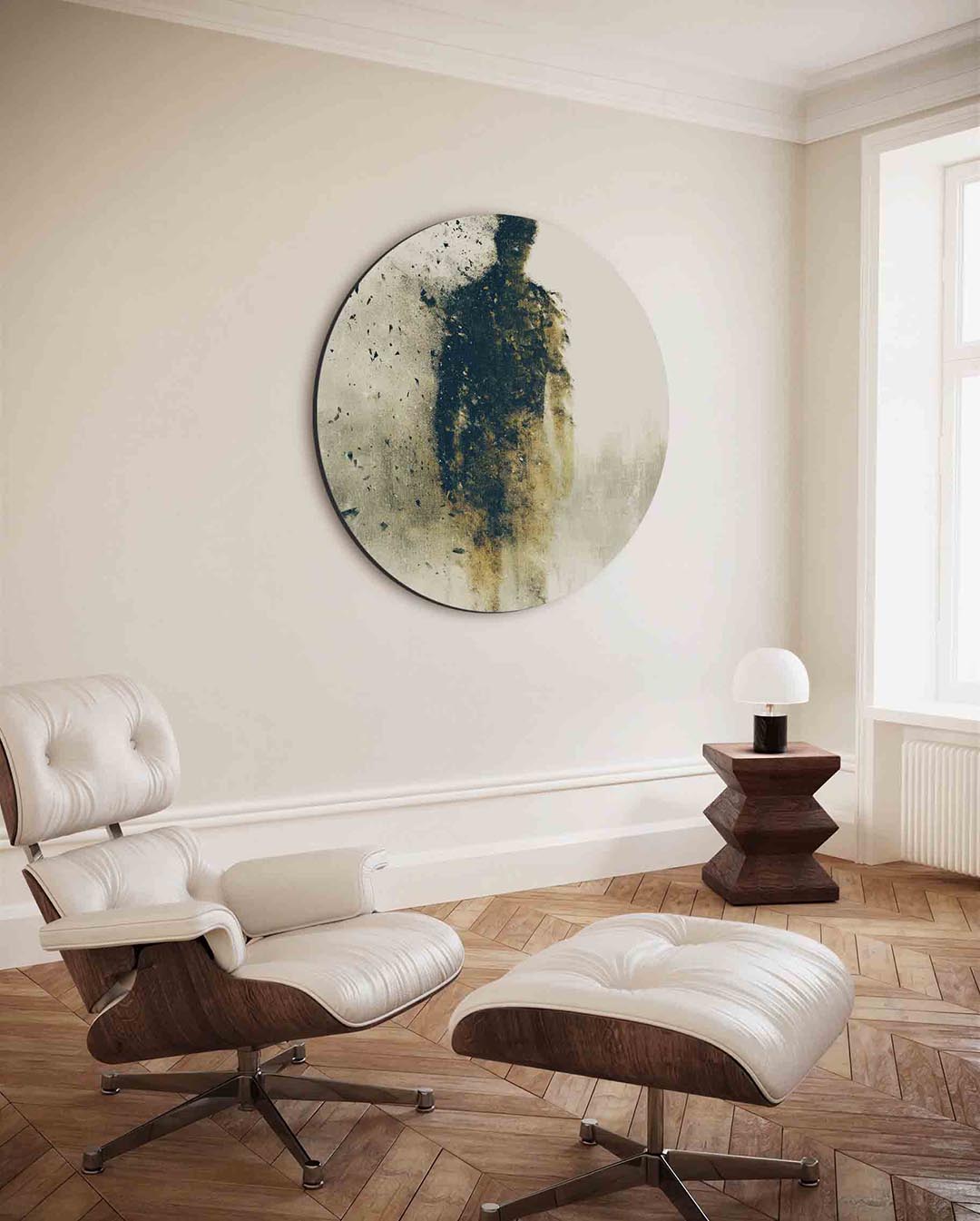 Abstracte figuur – moderne ronde wanddecoratie met vrouwelijk portret