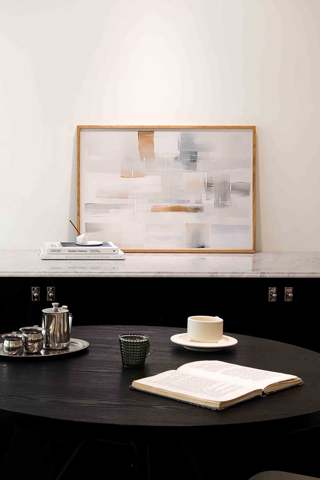 Abstracte beige en grijze vlakken – abstracte poster in liggend formaat