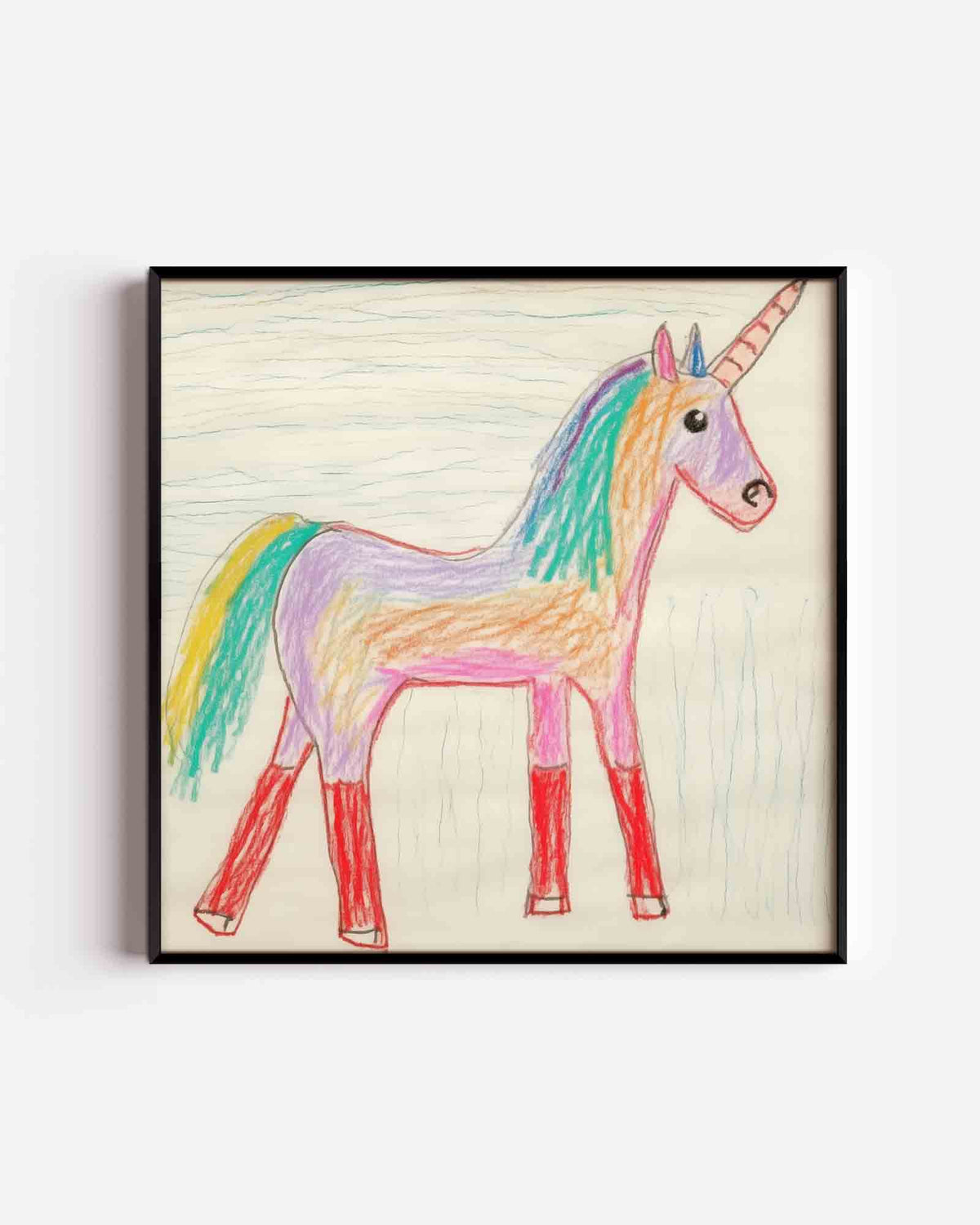 Eenhoorn in regenboogkleuren – vierkante kinderposter als wanddecoratie
