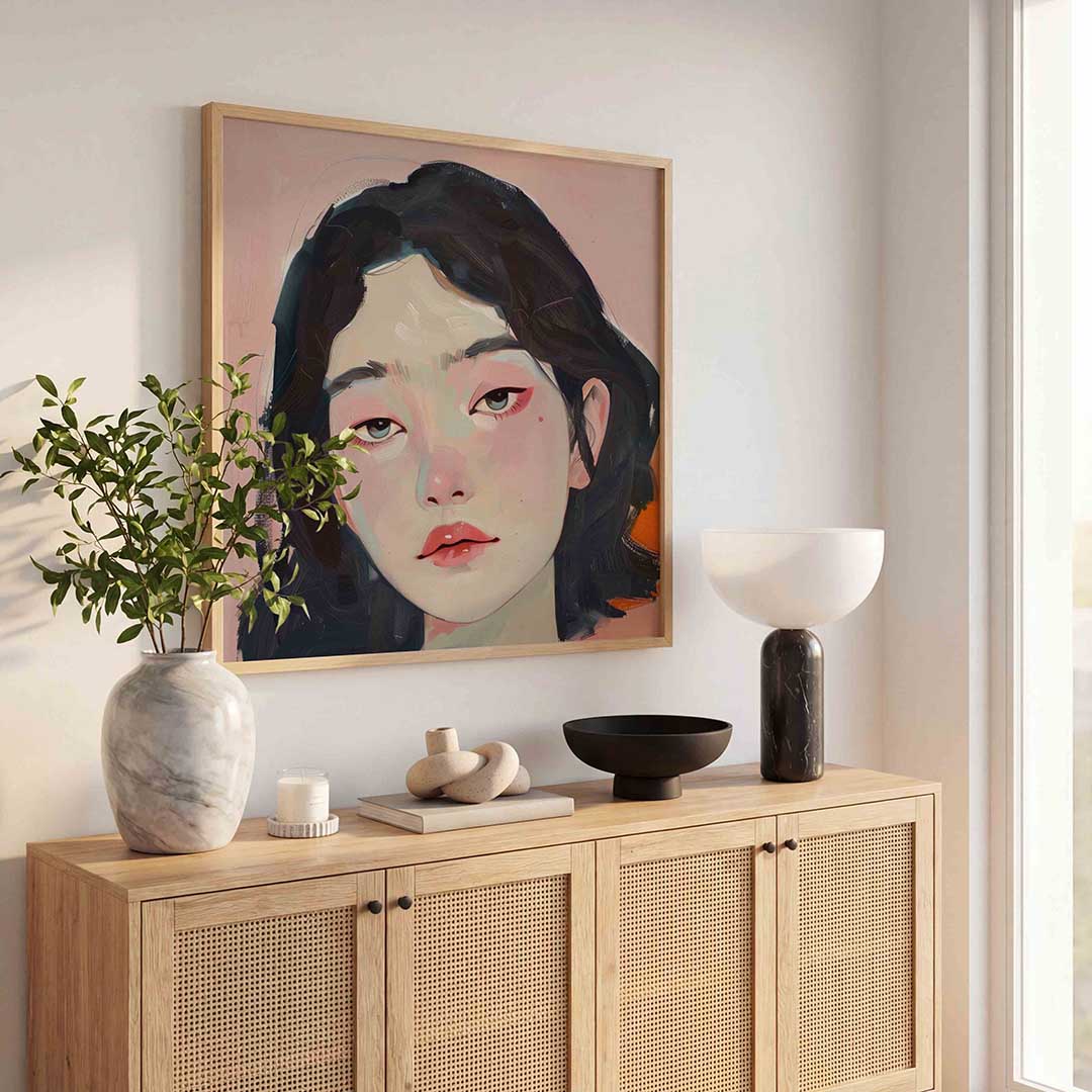 Portret van vrouw – kunst en design poster in vierkant formaat