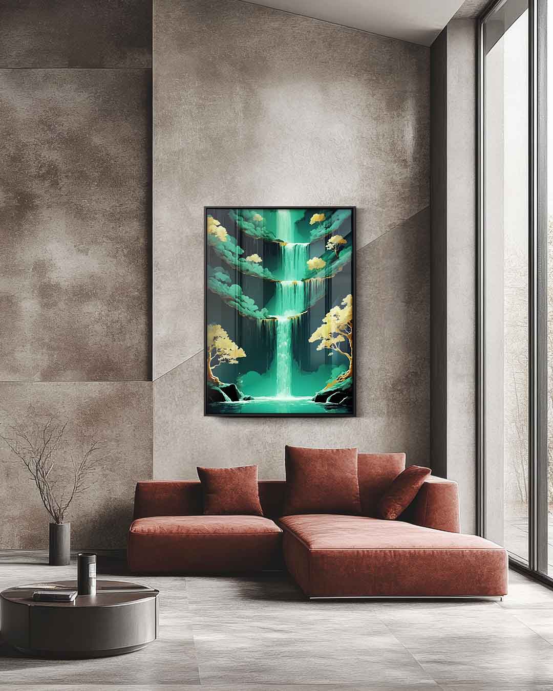 Magische Waterval – staande wandkunst voor woonkamer of interieur