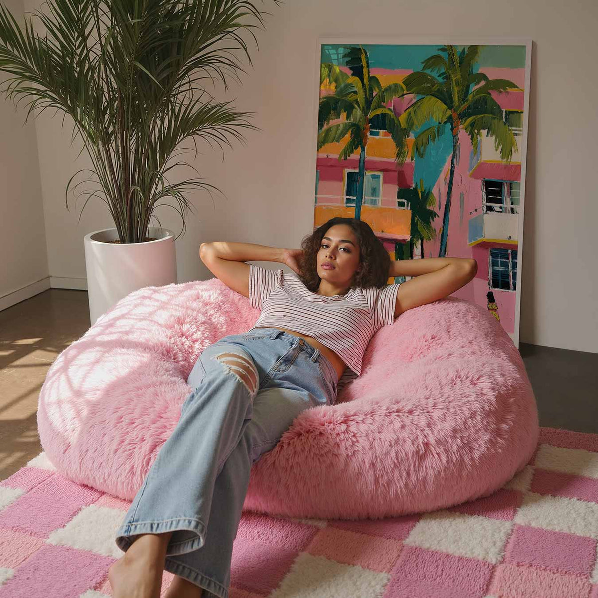 Zonnige Palmboom Escapade – staande muurposter met Popart uitstraling