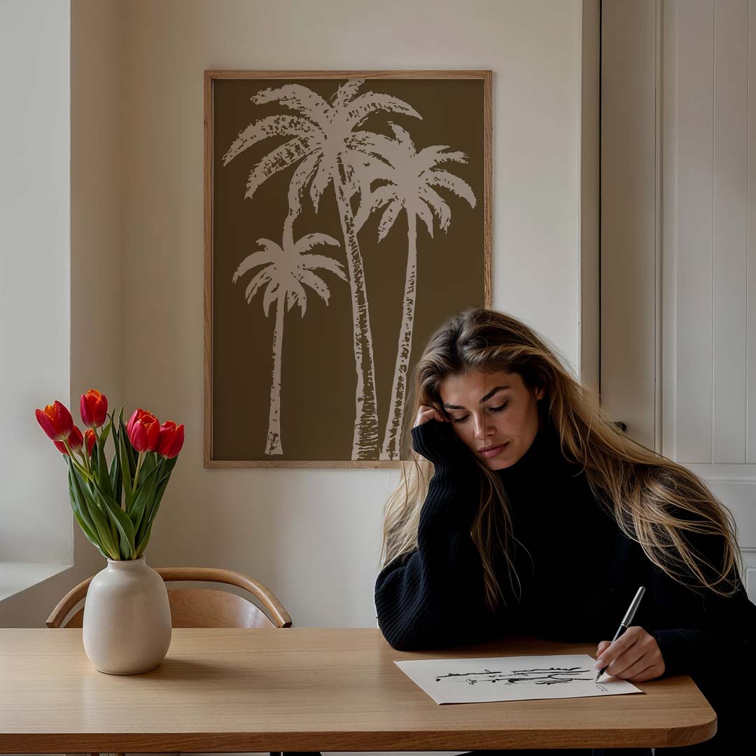 Tropische Palmboom Artistieke – staande zomer wanddecoratie van WallArtistic