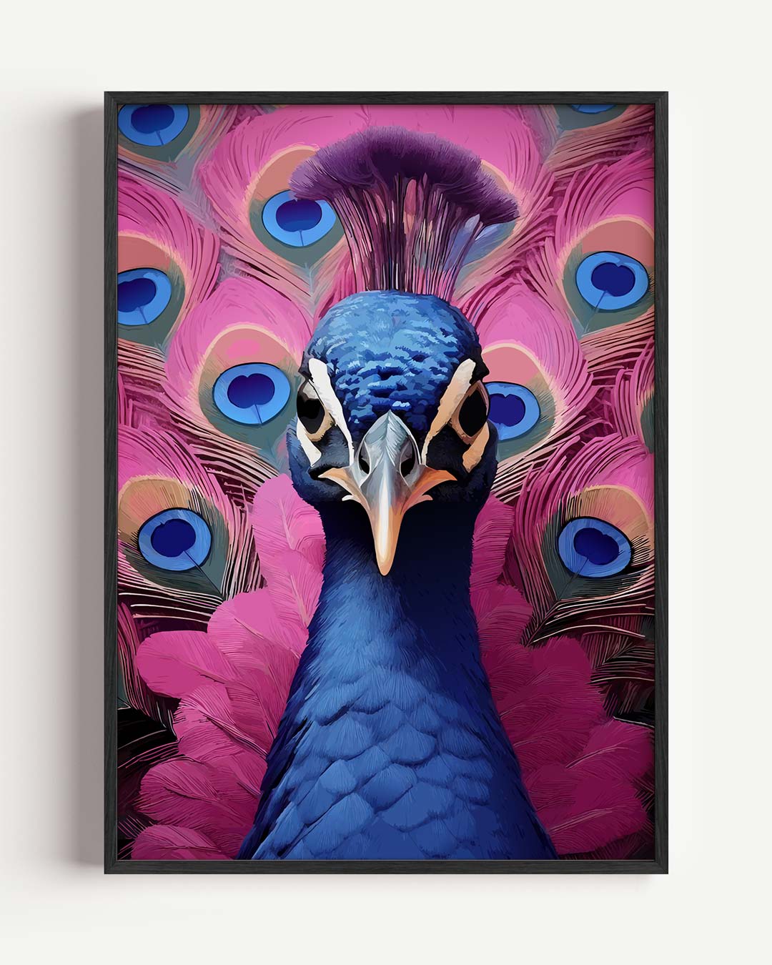 Vrolijke Pauwenpracht – dieren portret poster als wanddecoratie