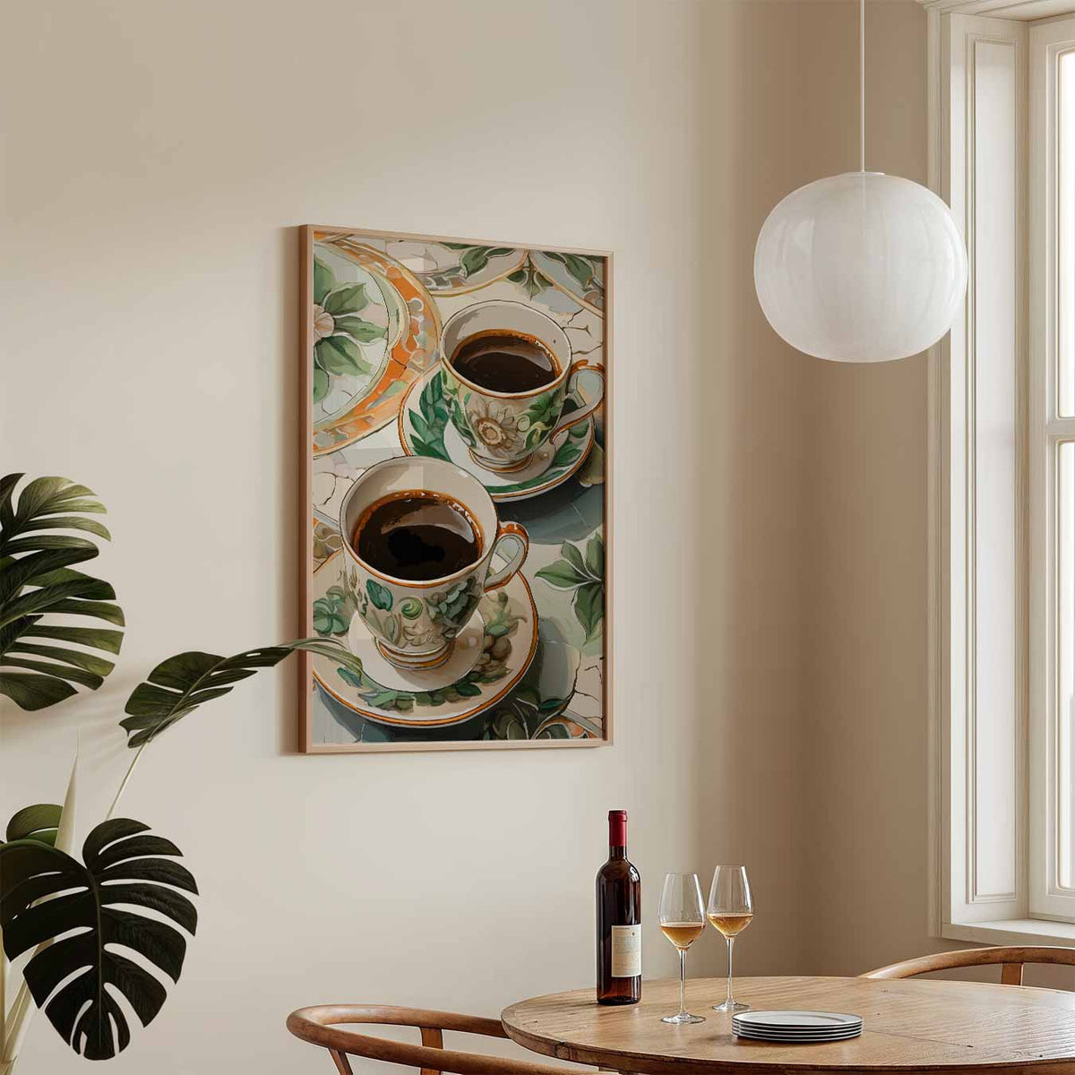 Stijlvolle Koffiepauze – keukenposter in staand formaat