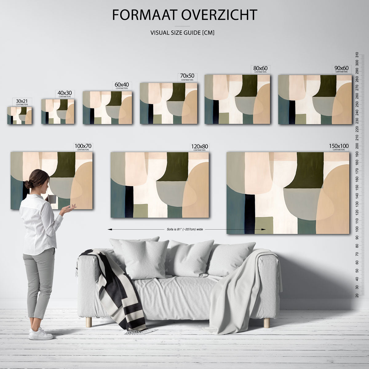 Abstracte vormen – liggende muurposter met kleurrijke abstracte vormen