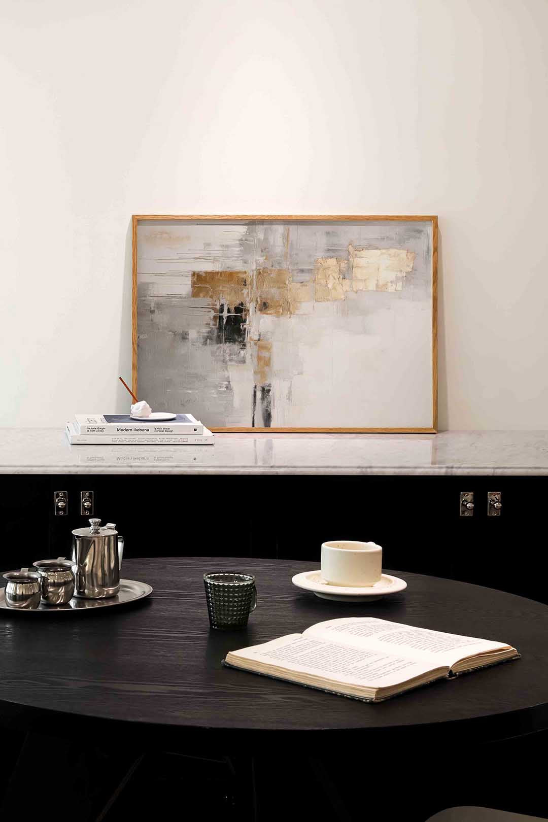 Abstracte gouden vormen – abstracte poster in liggend formaat