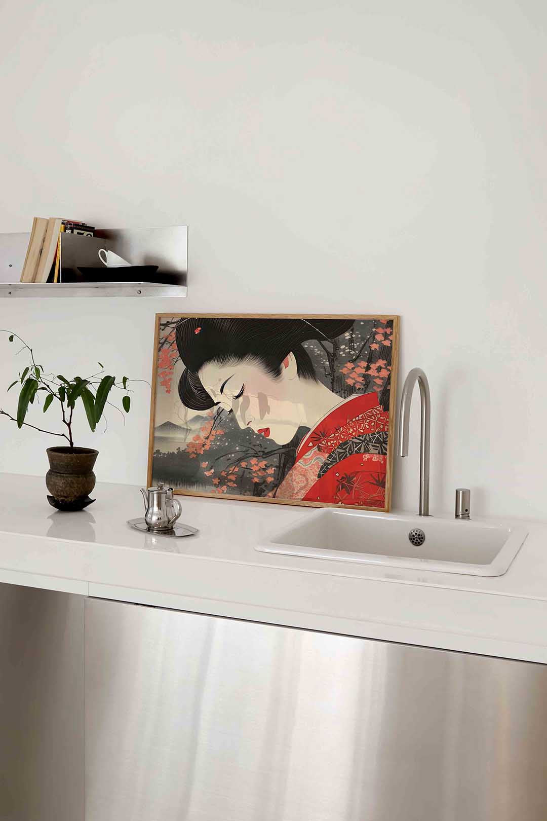 Vrouw in kimono – keukenposter in liggend formaat