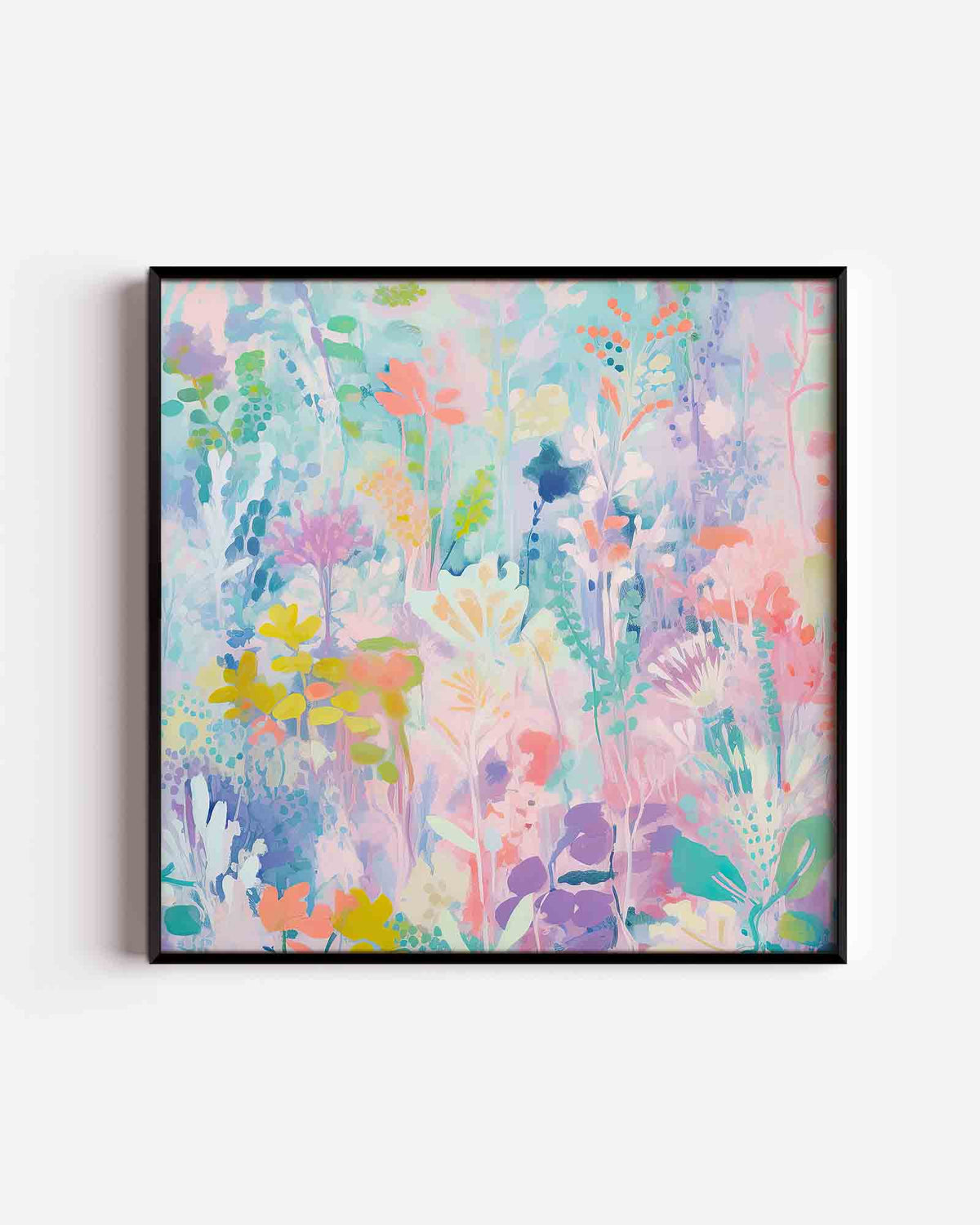 Bloemen en bladeren – vierkante kinderposter als wanddecoratie