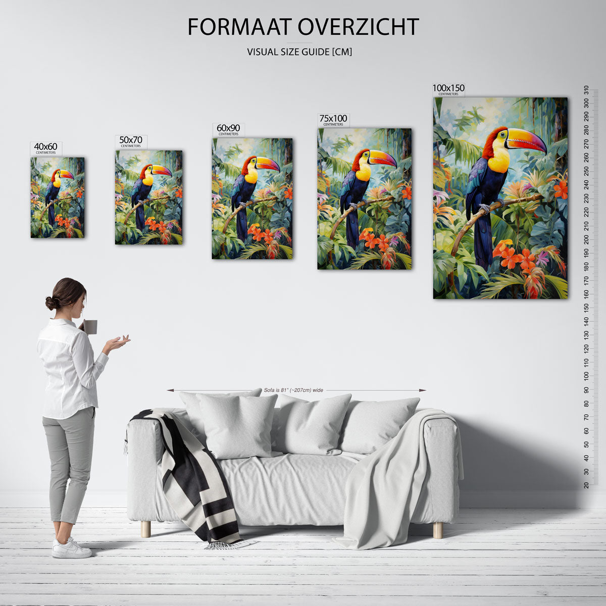Vrolijke toekan – staand wanddecoratie kunstwerk