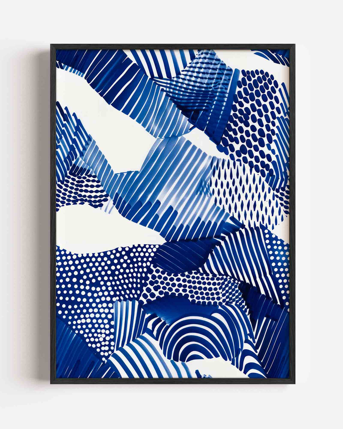 Abstracte blauwe patronen – kleurrijke illustratie portret poster als wanddecoratie