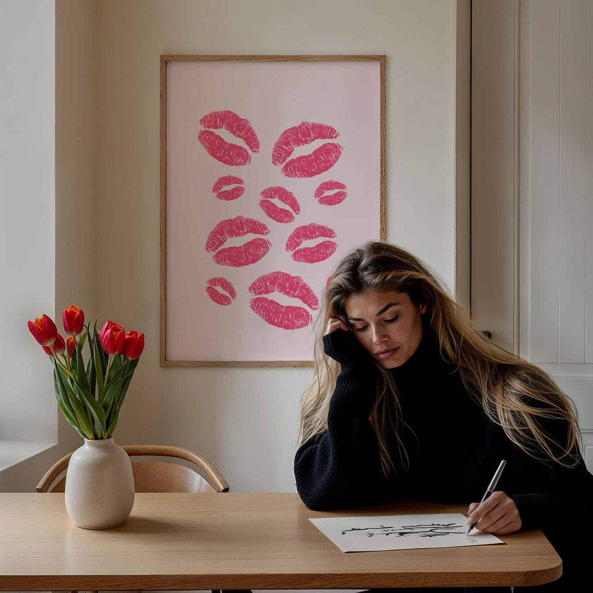 Speelse Lippenafdrukken – paasposter in staand formaat