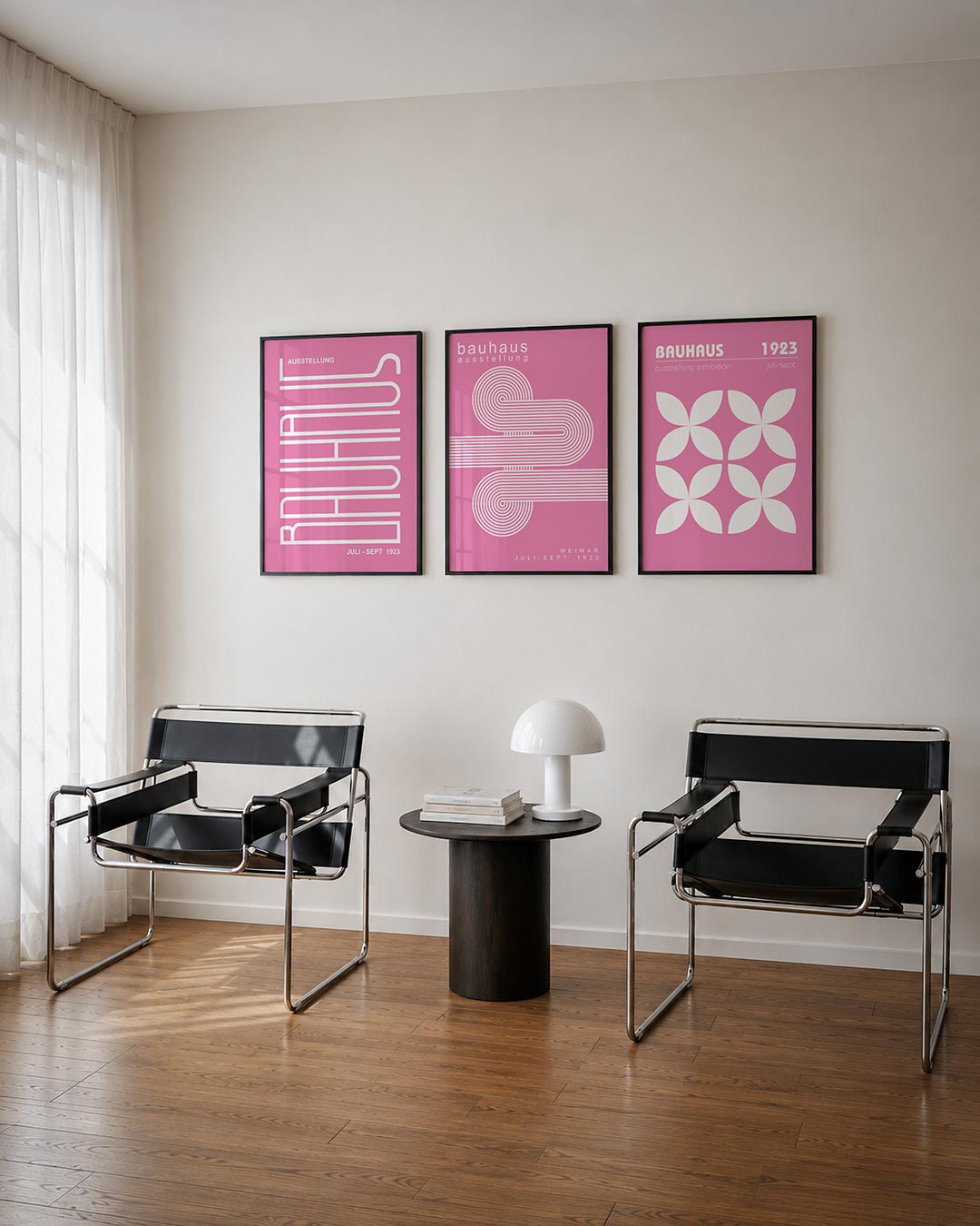 Lijnen en kleurvlakken posterset – derde productweergave – deze posterset in drie delen toont een speels lijnenspel op een