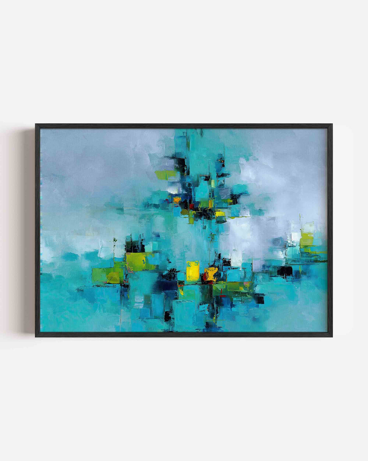 Abstracte blauwe compositie – abstracte landscape poster als wanddecoratie