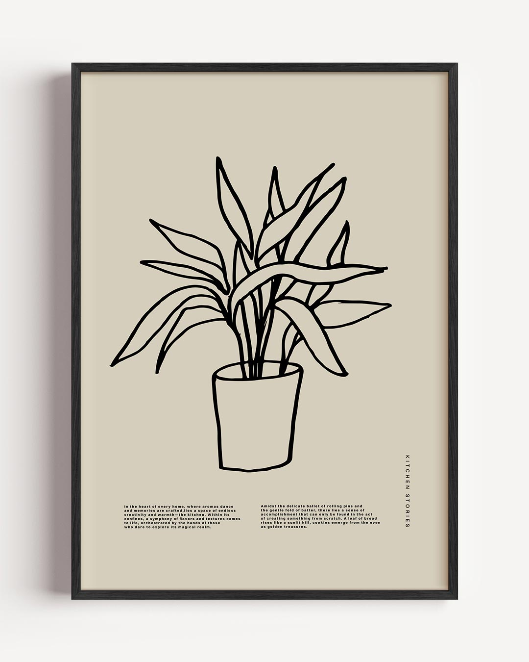 Plantenpot Lijntekening – keuken portret poster als wanddecoratie