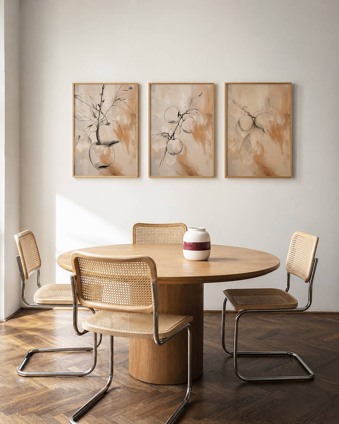 Natuurlijke lijnen – driedelige posterset in interieur