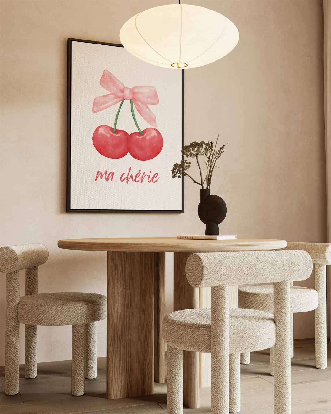 Ma Chérie Kersen Illustratie – canvas wanddecoratie in portret formaat