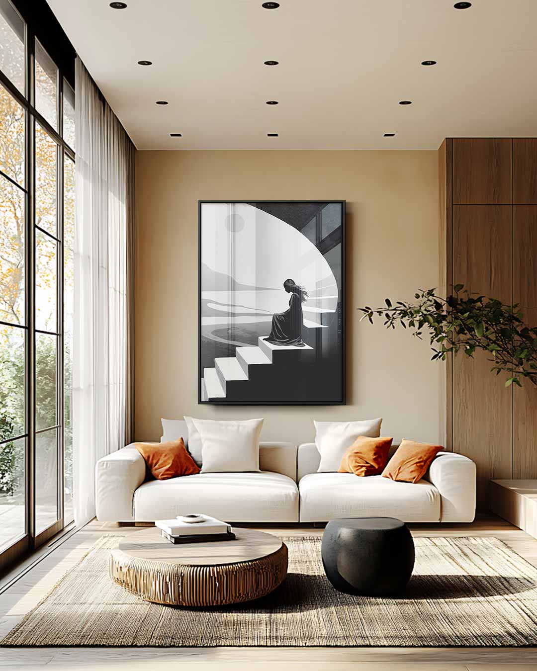 Stilte in Schaduw – modern portret kunstwerk van WallArtistic