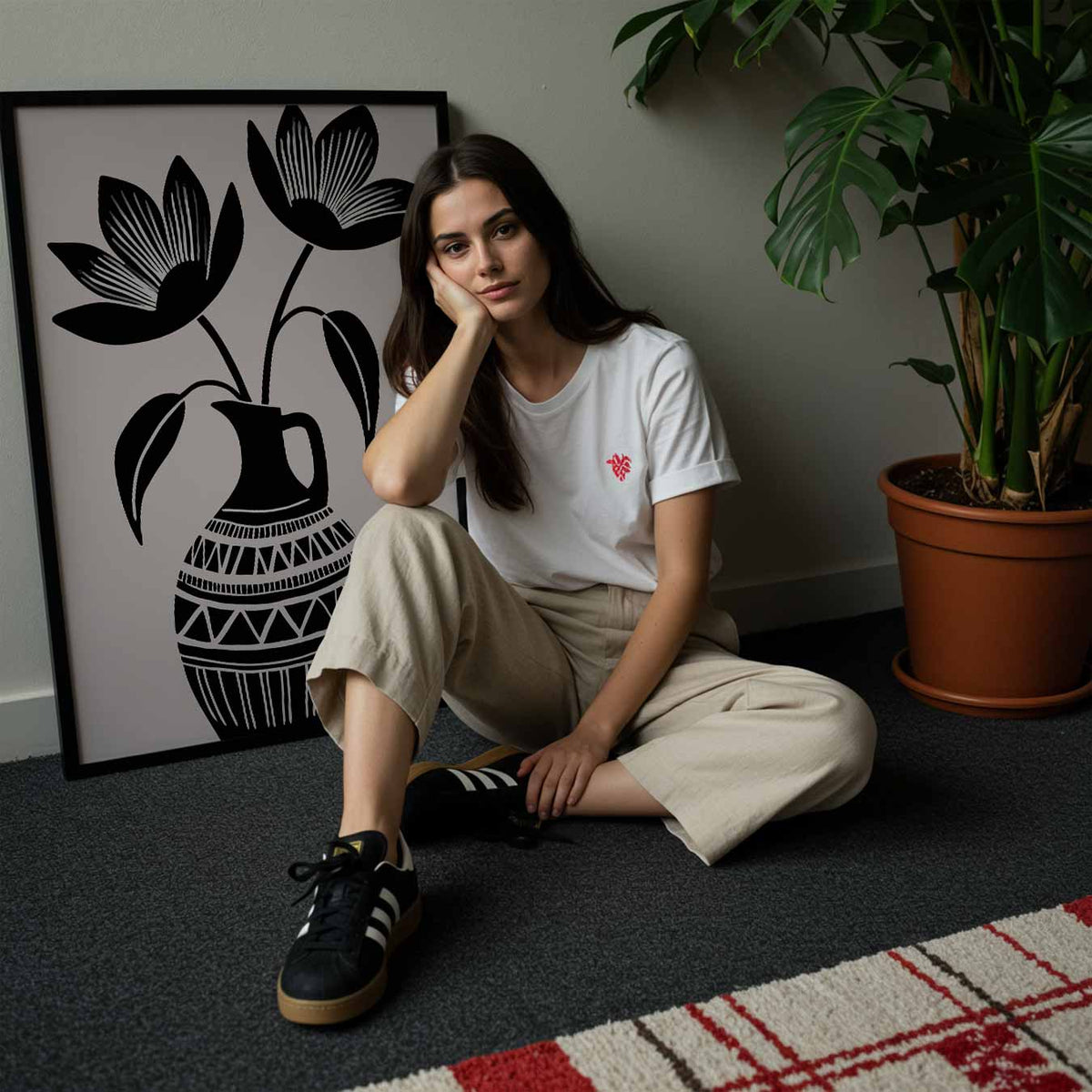 Bloemenvazen – staande muurposter met bloemen